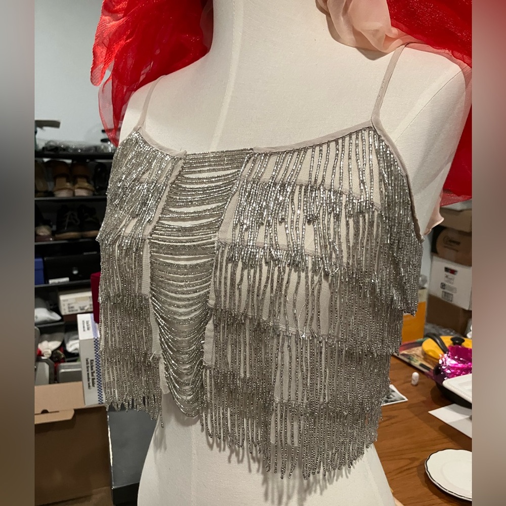 Kimchi Blue beaded silver top